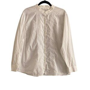 Liz Claiborne Blouse White LS Button Front Tuxedo Top Women 20W Plus